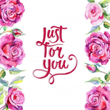 Kır çiçeği gül çiçek çerçeve suluboya tarzında.