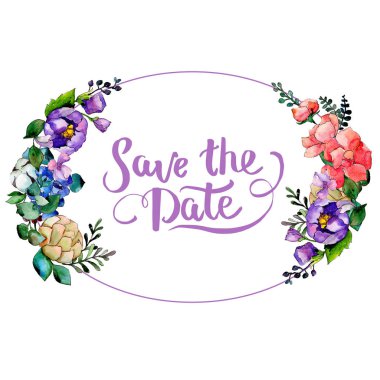 Renkli buket. Botanik çiçek. Vahşi bahar yaprak kır çiçeği çerçeve.