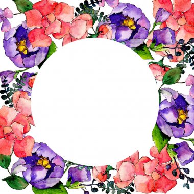 Renkli buket. Botanik çiçek. Vahşi bahar yaprak kır çiçeği çerçeve.