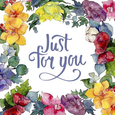 Renkli buket. Botanik çiçek. Vahşi bahar yaprak kır çiçeği çerçeve.