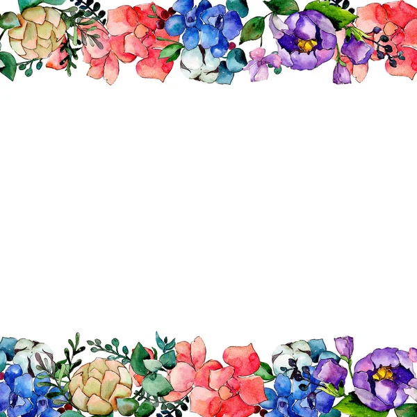 Colorful bouquet. Floral botanical flower. Wild spring leaf wildflower frame. — Stock Photo, Image