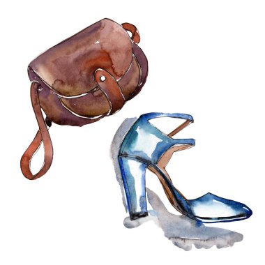 Moda aksesuarları glamour illüstrasyon. Trendy moda kıyafet Giyim Aksesuarları ayarla.