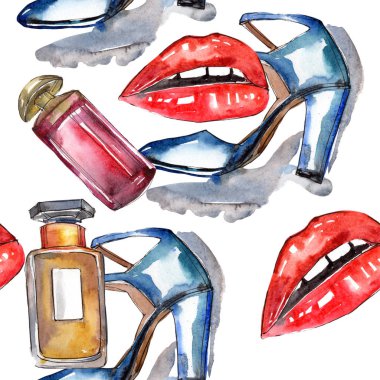 Moda aksesuarları glamour illüstrasyon. Trendy moda kıyafet Giyim Aksesuarları ayarla.