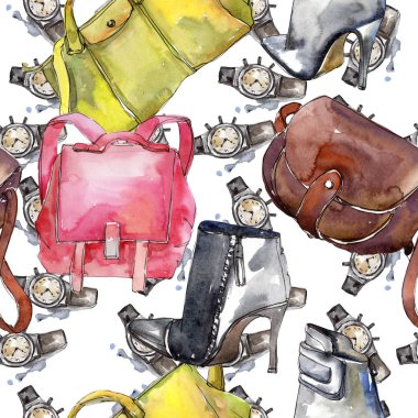 Moda aksesuarları glamour illüstrasyon. Trendy moda kıyafet Giyim Aksesuarları ayarla.