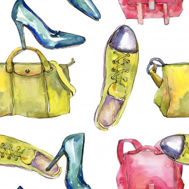 Moda aksesuarları glamour illüstrasyon. Trendy moda kıyafet Giyim Aksesuarları ayarla.