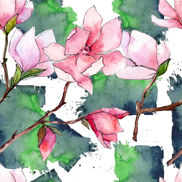 Розовая магнолия. Цветочный ботанический цветок. Дикие весенние листья полевых цветов . — стоковое фото