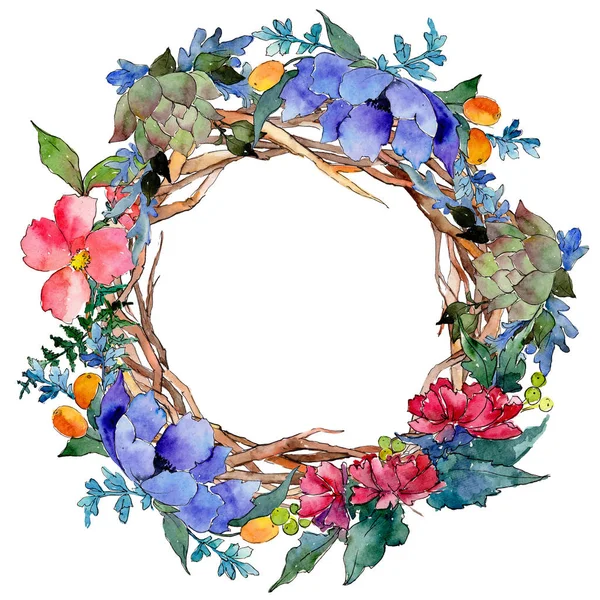 Colorful bouquet. Floral botanical flower. Wild spring leaf wildflower frame. — Stock Photo, Image