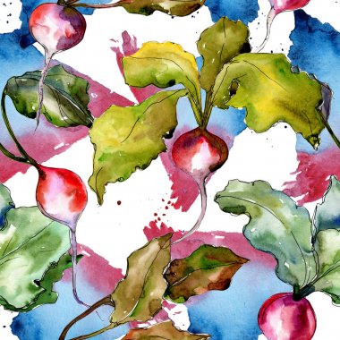 Kırmızı turp sebze sulu boya tarzı desen.