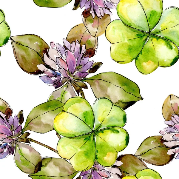 Wildflower clover. Floral botanical flower. Wild spring leaf wildflower pattern.