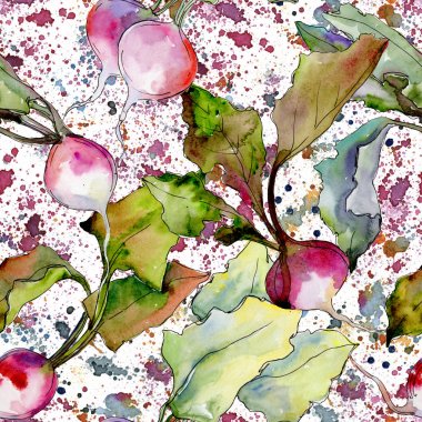 Turp yabani sebze sulu boya tarzı desen.