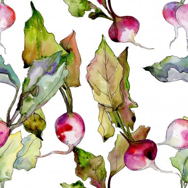 Turp yabani sebze sulu boya tarzı desen.