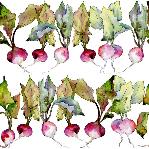 Rädisa vilda grönsaker i en akvarell stil mönster. — Stockfoto