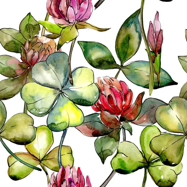 Wildflower clover flower in a watercolor style pattern.