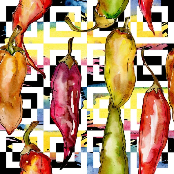 Peper wilde groenten in een patroon van aquarel stijl. — Stockfoto
