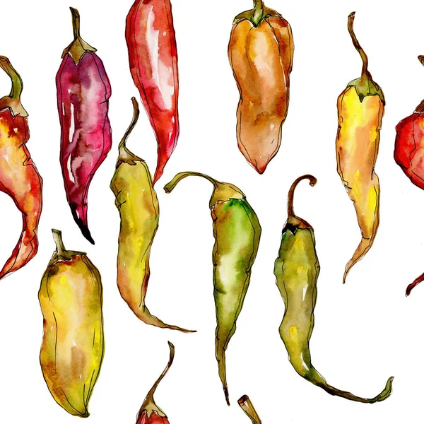 Peper wilde groenten in een patroon van aquarel stijl. — Stockfoto