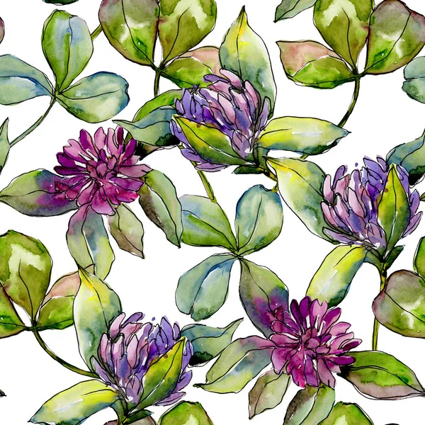Wildflower clover flower in a watercolor style pattern.