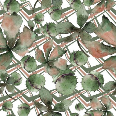 Kestane bir suluboya tarzı desen bırakır.