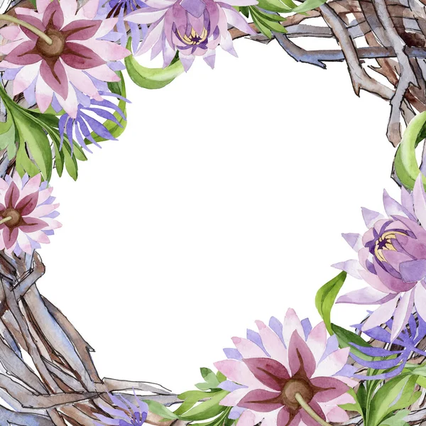 Rosa Seerose. Blütenbotanische Blume. wildes Frühlingsblatt Wildblumenrahmen. — Stockfoto