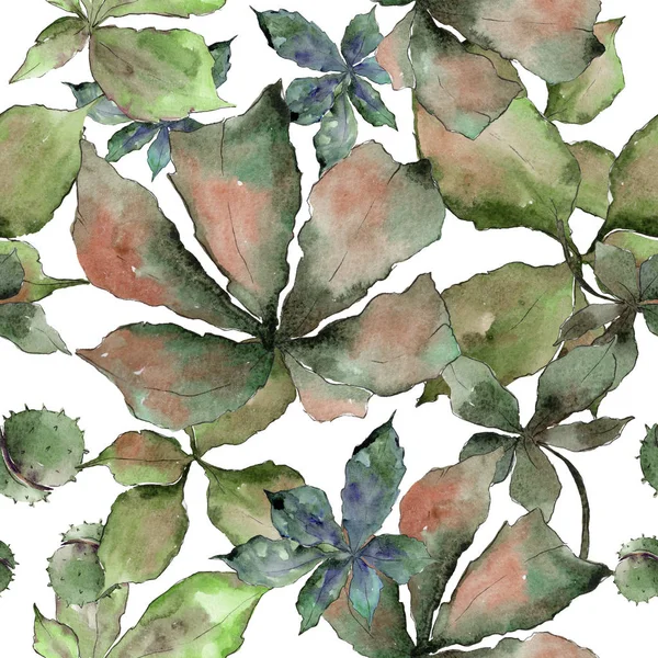 Φύλλα καστανιάς σε ένα μοτίβο στυλ υδροχρώματος. — Φωτογραφία Αρχείου