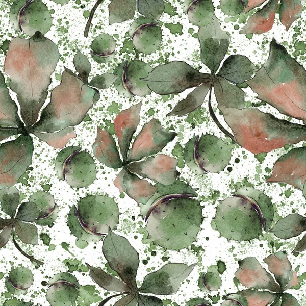 Chestnut leaves in a watercolor style pattern. — Stock Photo, Image