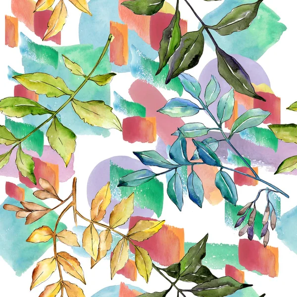 Ash leaves in a watercolor style pattern. — Stock Photo, Image