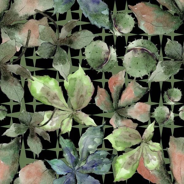 Φύλλα καστανιάς σε ένα μοτίβο στυλ υδροχρώματος. — Φωτογραφία Αρχείου