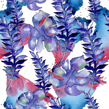 Mavi tropikal bir suluboya tarzı desen bırakır. 