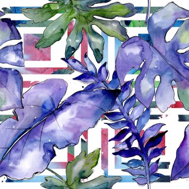 Mavi tropikal bir suluboya tarzı desen bırakır. 