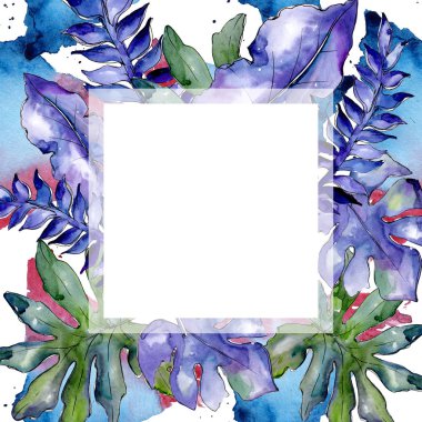 Mavi tropikal bir suluboya stil çerçevesi içinde bırakır. 