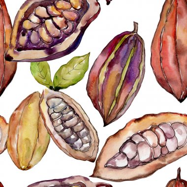 Egzotik baobab yabani meyve sulu boya tarzı desen.