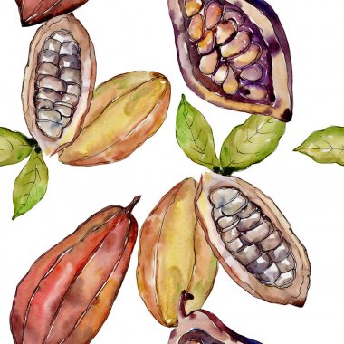 Egzotik baobab yabani meyve sulu boya tarzı desen.