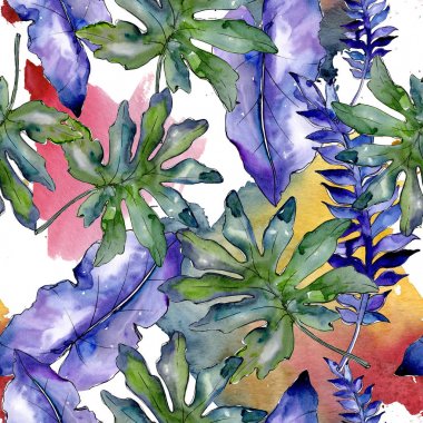 Mavi tropikal bir suluboya tarzı desen bırakır. 