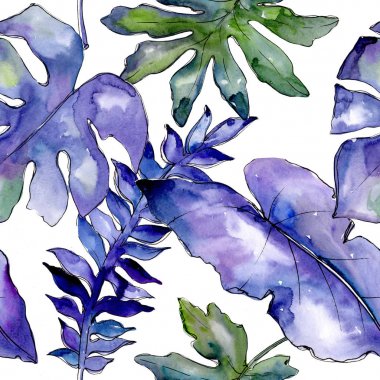 Mavi tropikal bir suluboya tarzı desen bırakır. 