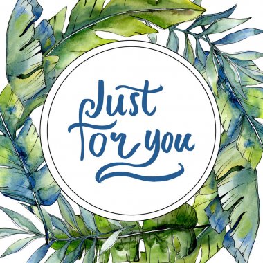 Bir suluboya stil çerçevesi içinde tropikal yeşil lesves.