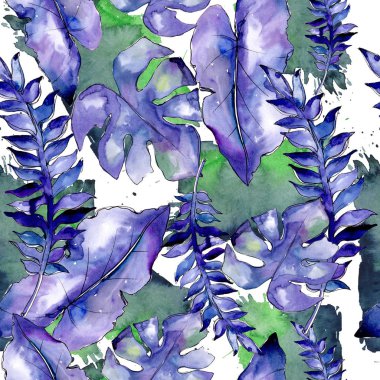 Mavi tropikal bir suluboya tarzı desen bırakır. 