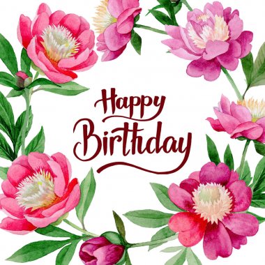 Pembe Şakayık. Botanik çiçek. Vahşi yaz yaprak kır çiçeği çerçeve.