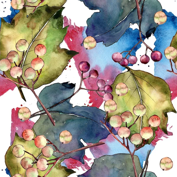 Калина листя в акварель стиль візерунка. — стокове фото