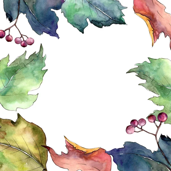 Viburnum foglie in una cornice in stile acquerello . — Foto Stock