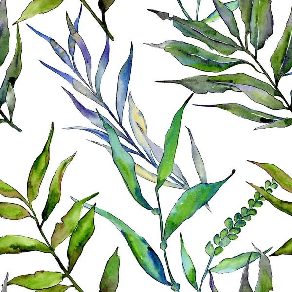Willow branches in a watercolor style pattern. — Stock Photo, Image
