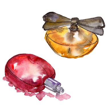 Parfüm kroki moda glamour illüstrasyon izole bir suluboya tarzında.