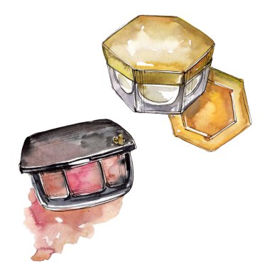 Lidschatten sarı ve pembe moda glamour illüstrasyon kroki. 