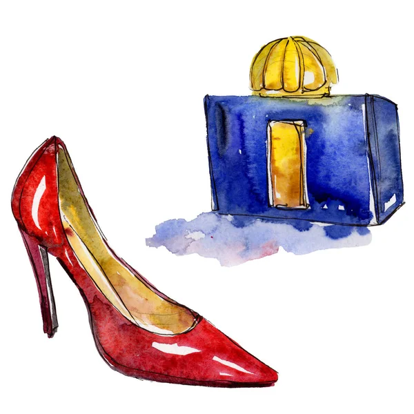 Fashionable accessories sketch fashion glamour illustration in a watercolor style isolated.