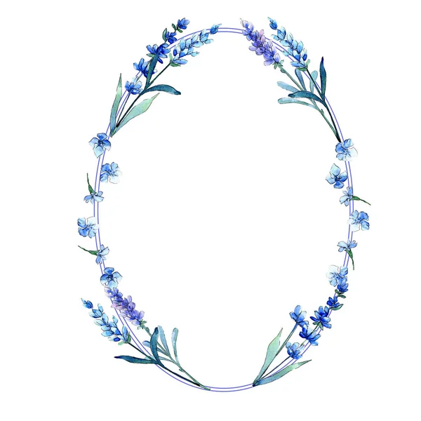 Lavanda azul. Flor botánica floral. Marco de flor silvestre de hoja de primavera salvaje en un estilo de acuarela . — Foto de Stock