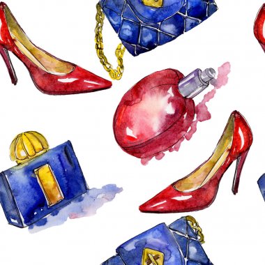 Moda Aksesuar moda glamour illüstrasyon bir suluboya tarzı desen kroki.