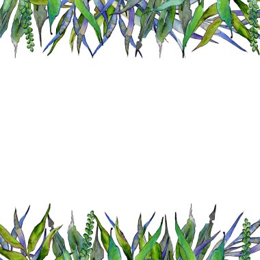 Söğüt dalları suluboya stil çerçevesi içinde.