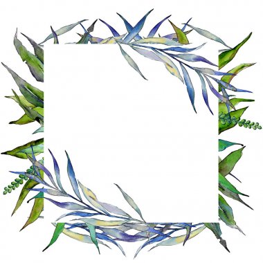 Söğüt dalları suluboya stil çerçevesi içinde.