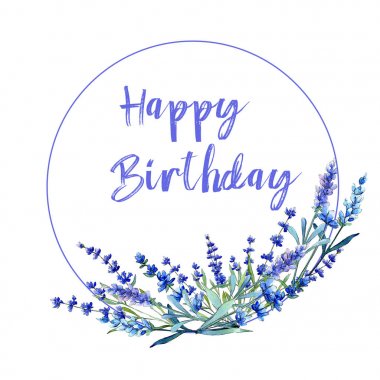 Mavi lavanta. Botanik çiçek. Vahşi bahar yaprak kır çiçeği çerçeve suluboya tarzında.