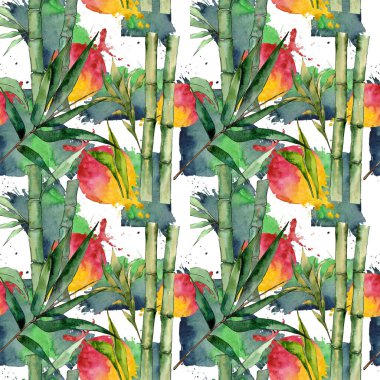 Bambu ağacı desen suluboya tarzında.