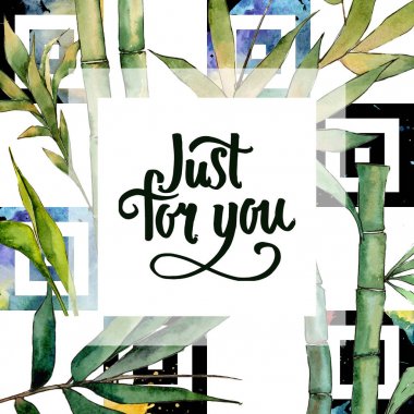 Bambu ağacı çerçeve suluboya tarzında.