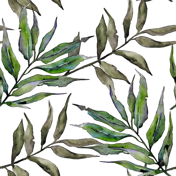 Willow takken in een patroon van aquarel stijl. — Stockfoto